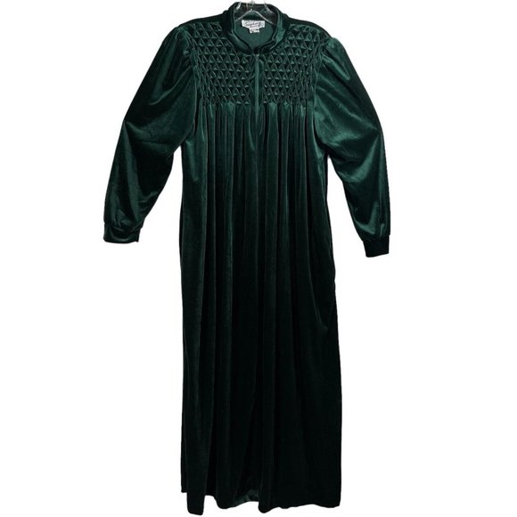 Saybury Other - VTG Saybury Womens Velour Full‎ Zip Robe Size S Green Loungewear Long Sleeve